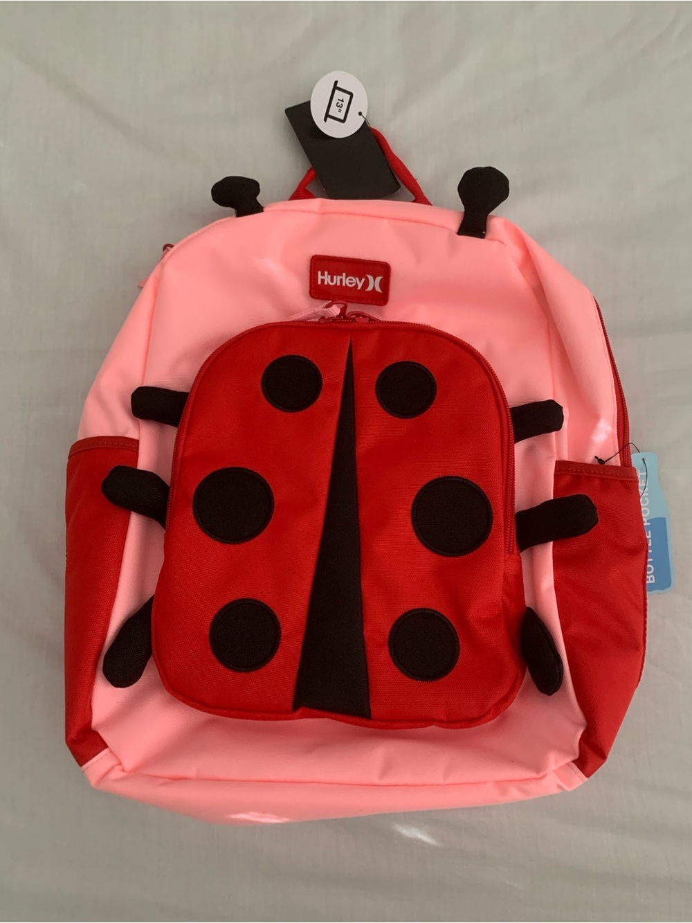 Hurley Kids Critter Backpack Pink Red Ladybug Animal 13" Laptop Sleeve Bag NWT